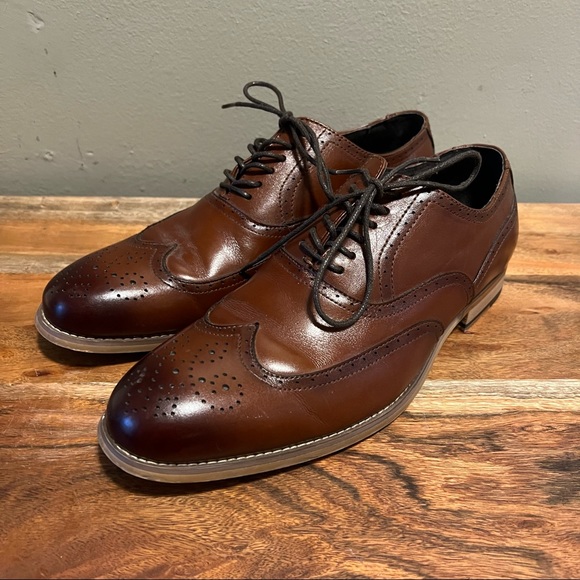 Stacy Adams Dunbar Tan Wingtip Oxfords 9W - Picture 1 of 13